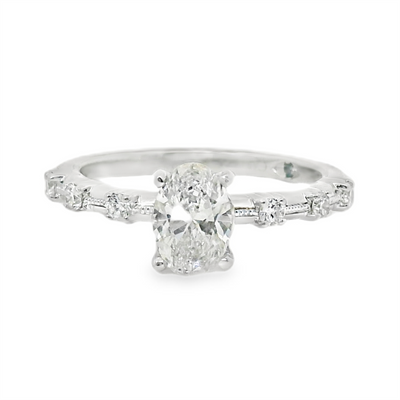 Oval Diamond Straight Band Engagement Ring