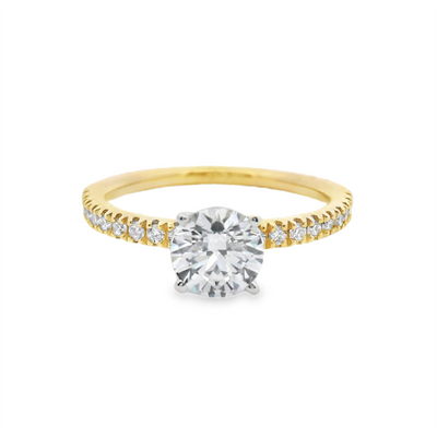 Round Diamond Straight Band Engagement Ring