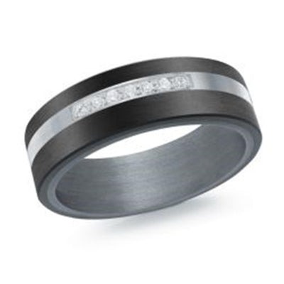 Men's Carbon Fiber & Diamond Wedding Ring