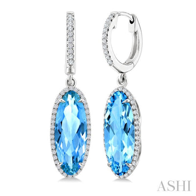 Evoque Gemstone Oval Shape & Halo Diamond Earrings