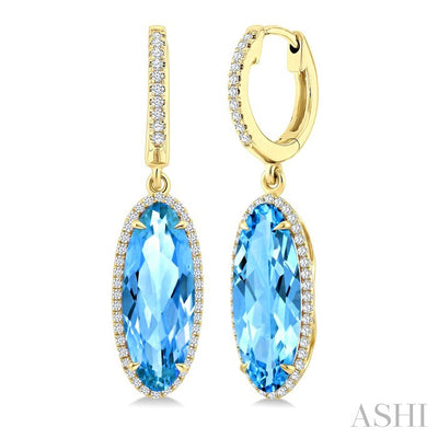 Evoque Gemstone Oval Shape & Halo Diamond Earrings