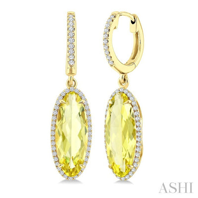 Evoque Gemstone Oval Shape & Halo Diamond Earrings