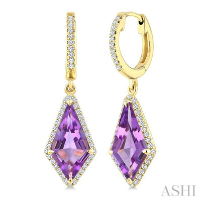 Evoque Gemstone Kite Shape & Halo Diamond Earrings
