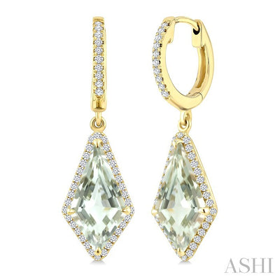 Evoque Gemstone Kite Shape & Halo Diamond Earrings