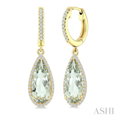 Evoque Gemstone Pear Shape & Halo Diamond Earrings