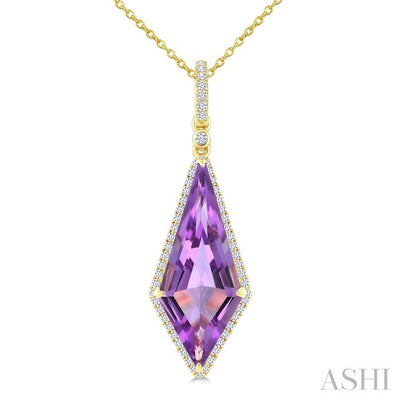 Evoque Gemstone Kite Shape & Halo Diamond Pendant