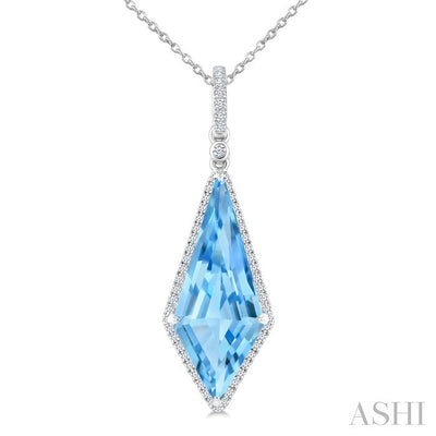 Evoque Gemstone Kite Shape & Halo Diamond Pendant