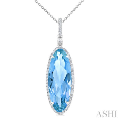 Evoque Gemstone Oval Shape & Halo Diamond Pendant