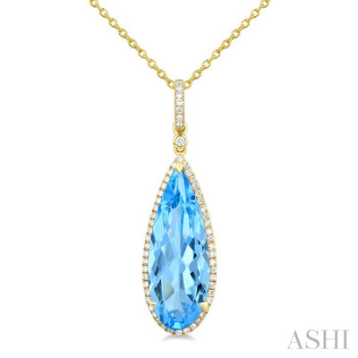 Evoque Gemstone Pear Shape & Halo Diamond Pendant