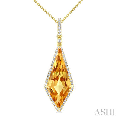 Evoque Gemstone Kite Shape & Halo Diamond Pendant