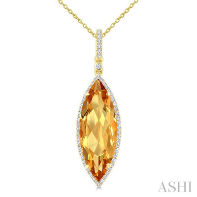 Evoque Gemstone Marquise Shape & Halo Diamond Pendant