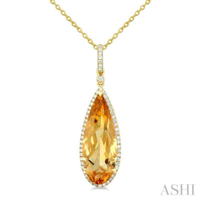 Pear Shape Gemstone & Halo Diamond Pendant