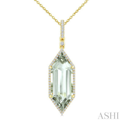 Evoque Gemstone Hexagon Shape & Halo Diamond Pendant