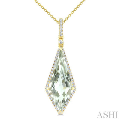 Evoque Gemstone Kite Shape & Halo Diamond Pendant