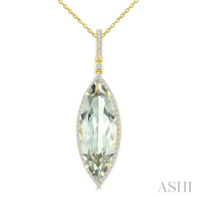 Evoque Gemstone Marquise Shape & Halo Diamond Pendant