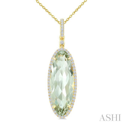 Oval Shape Gemstone & Halo Diamond Pendant