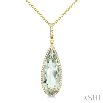Evoque Gemstone Pear Shape & Halo Diamond Pendant