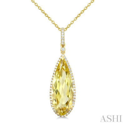 Pear Shape Gemstone & Halo Diamond Pendant