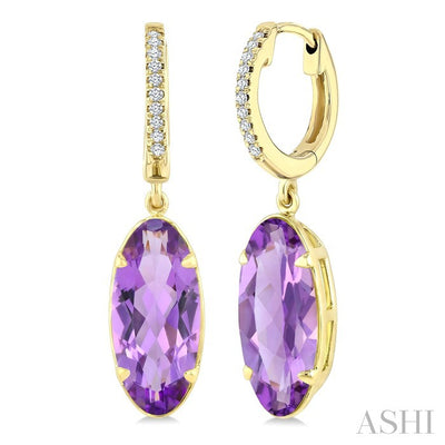 Evoque Gemstone Oval Shape & Diamond Earrings