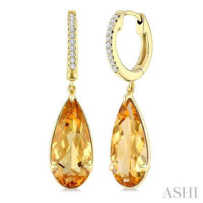 Evoque Gemstone Pear Shape & Diamond Earrings