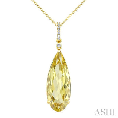 Evoque Gemstone Pear Shape & Diamond Pendant
