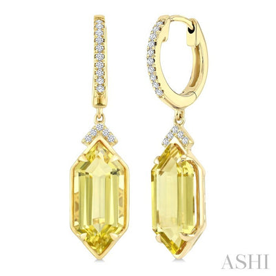Evoque Gemstone Hexagon Shape & Diamond Earrings