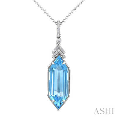 Hexagon Shape Gemstone & Diamond Pendant