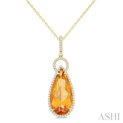 Pear Shape Gemstone & Halo Diamond Pendant