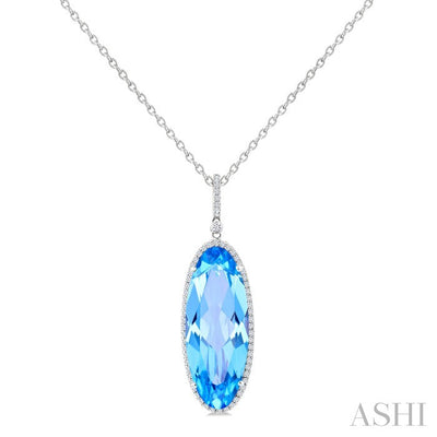Evoque Gemstone Oval Shape & Halo Diamond Pendant