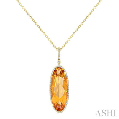 Evoque Gemstone Oval Shape & Halo Diamond Pendant