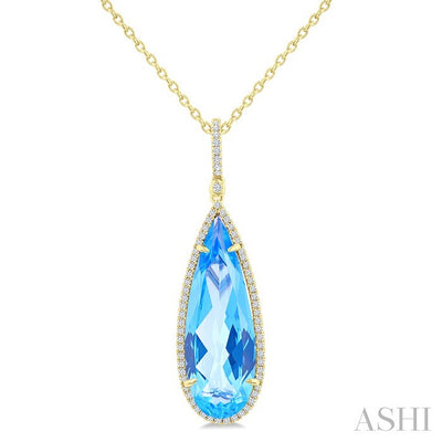 Evoque Gemstone Pear Shape & Halo Diamond Pendant