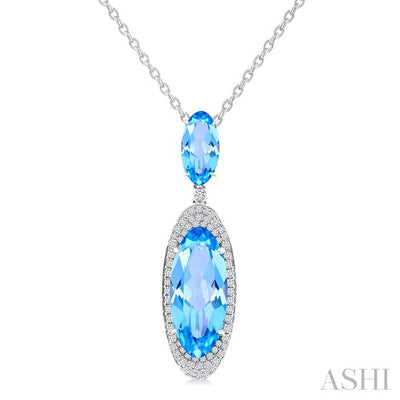 Evoque Gemstone Oval Shape & Halo Diamond Pendant
