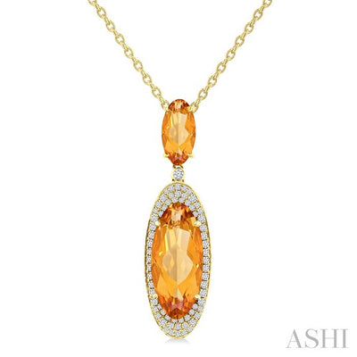 Oval Shape Gemstone & Halo Diamond Pendant