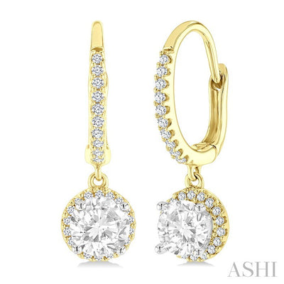 Round Shape Halo Gemstone Hoop Earrings
