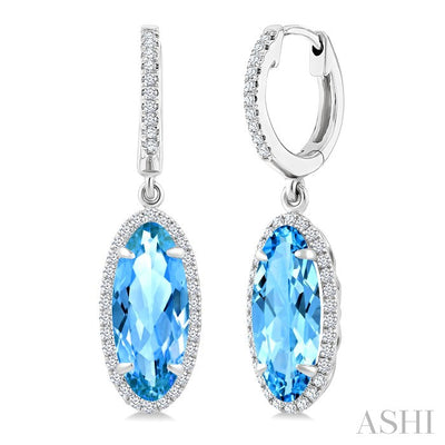 Oval Shape Gemstone & Halo Diamond Earrings