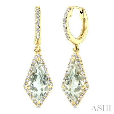 Evoque Gemstone Kite Shape & Halo Diamond Earrings
