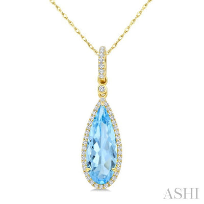 Pear Shape Gemstone & Halo Diamond Pendant