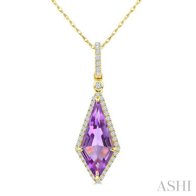 Evoque Gemstone Kite Shape & Halo Diamond Pendant