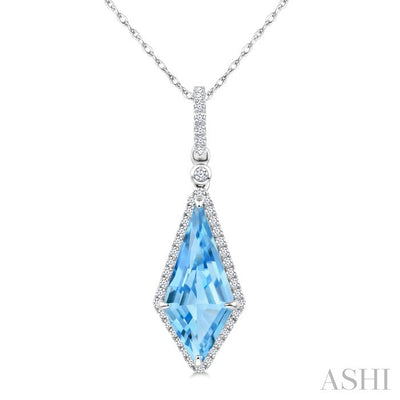 Evoque Gemstone Kite Shape & Halo Diamond Pendant