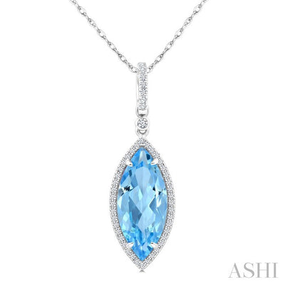 Evoque Gemstone Marquise Shape & Halo Diamond Pendant