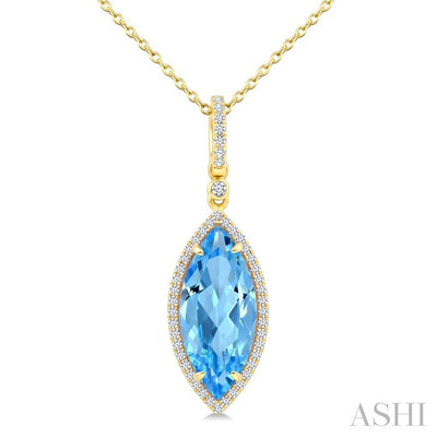 Evoque Gemstone Marquise Shape & Halo Diamond Pendant
