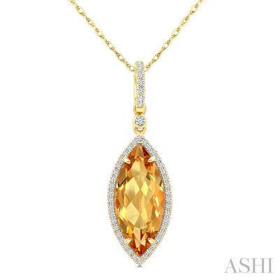 Evoque Gemstone Marquise Shape & Halo Diamond Pendant