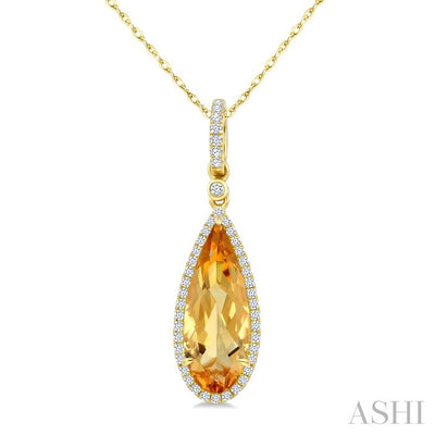 Pear Shape Gemstone & Halo Diamond Pendant