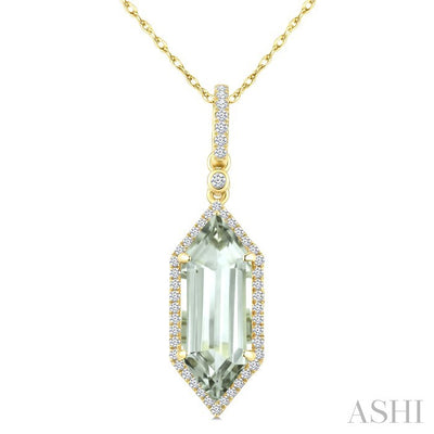Evoque Gemstone Hexagon Shape & Halo Diamond Pendant