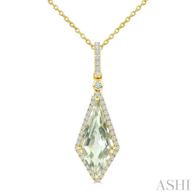 Evoque Gemstone Kite Shape & Halo Diamond Pendant