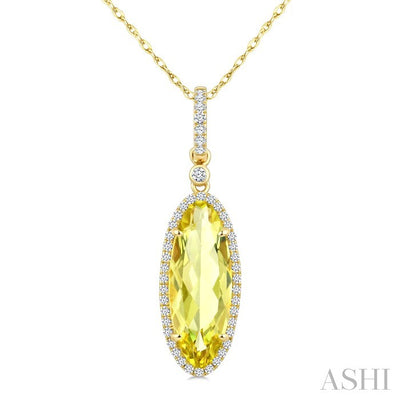 Evoque Gemstone Oval Shape & Halo Diamond Pendant