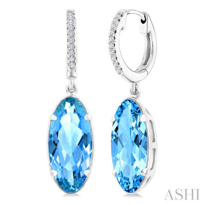 Oval Shape Gemstone & Diamond Earrings
