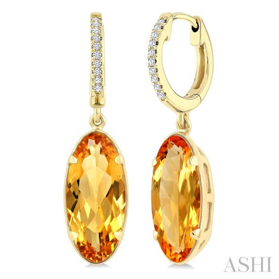 Evoque Gemstone Oval Shape & Diamond Earrings