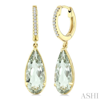 Pear Shape Gemstone & Diamond Earrings
