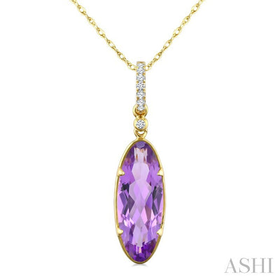 Evoque Gemstone Oval Shape & Diamond Pendant